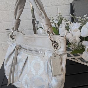 Coach Silver Gray Canvas Purse 13511